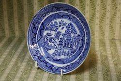 Early 19th Blue and White Willow Saucer C1800 