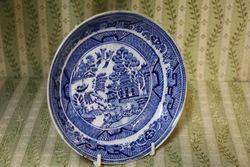 Early 19th Blue and White Willow Saucer C1800 