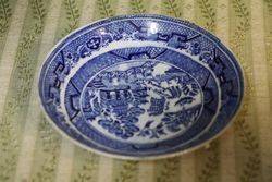 Early 19th Blue and White Willow Saucer C1800 
