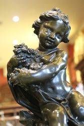 Early 19th Century Bronze Cherub On Marble Base  English  C1800 20 