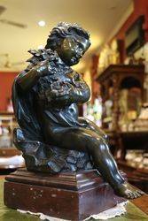 Early 19th Century Bronze Cherub On Marble Base  English  C1800 20 