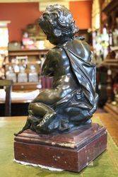 Early 19th Century Bronze Cherub On Marble Base  English  C1800 20 