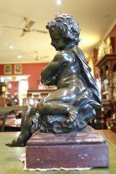 Early 19th Century Bronze Cherub On Marble Base  English  C1800 20 