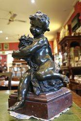 Early 19th Century Bronze Cherub On Marble Base  English  C1800 20 