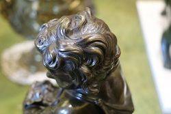 Early 19th Century Bronze Cherub On Marble Base  English  C1800 20 