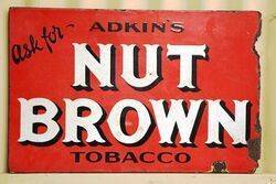 Early Adkins Nut Brown Tobacco Double Sided Enamel Sign 