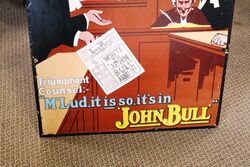 Early Antique John Bull Pictorial Enamel Advertising Sign