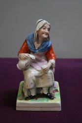 Early Antique Staffordshire Figure Cobblerand39s Wife C1850 