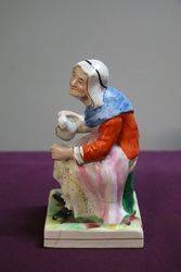 Early Antique Staffordshire Figure Cobblerand39s Wife C1850 