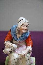 Early Antique Staffordshire Figure Cobblerand39s Wife C1850 