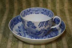 Early Blue and White Cup + Saucer English C1800 