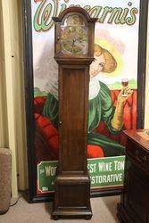 Early C20th Brass Face 8 Day Westminster Oak Grandmother Clock  