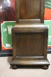 Early C20th Brass Face 8 Day Westminster Oak Grandmother Clock  