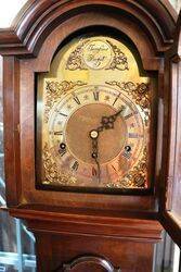 Early C20th Brass Face Mahogany Grandmother Clock 
