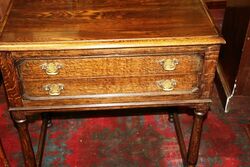 Early C20th English Oak Canteen Cutlery 2 Drawer Chest 