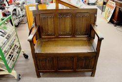 Early C20th English Oak Monks Bench