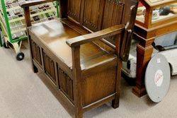 Early C20th English Oak Monks Bench