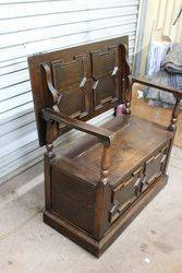 Early C20th English Oak Monks Bench