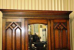 Early C20th English Oak Single Mirror Door Wardrobe 