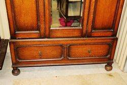 Early C20th English Oak Single Mirror Door Wardrobe 