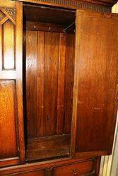 Early C20th English Oak Single Mirror Door Wardrobe 