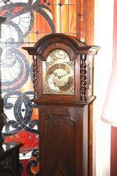 Early C20th Oak Brass Face Grand Mother Clock 