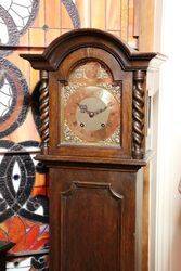 Early C20th Oak Brass Face Grand Mother Clock 