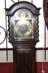 Early C20th Oak Brass Face Grandmother Clock