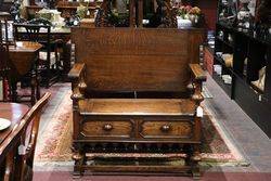 Early C20th Oak Monks Bench 