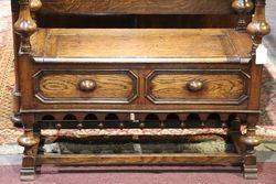 Early C20th Oak Monks Bench 