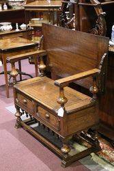Early C20th Oak Monks Bench 