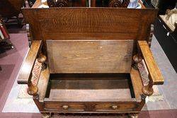 Early C20th Oak Monks Bench 