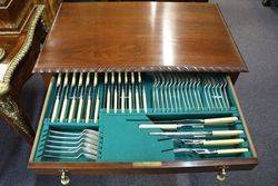 Early C20th Queen Ann Style Cutlery Canteen Table