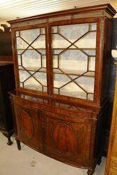 Early C20th Two Door Mahogany BookcaseCabinet 