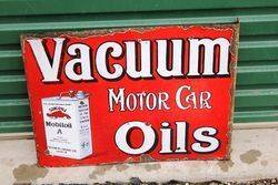 Early Pictorial Vacuum Post Mount Enamel Sign