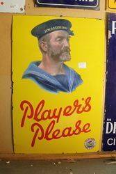Early Players Please Yellow Ground Enamel Sign