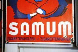 Early SAMUM Cigarette Paper Pictorial Advertising Enamel Sign