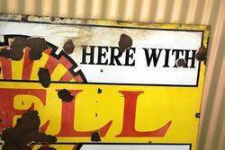 Early Shell From The Pump Enamel Sign 