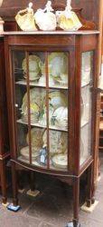 Edwardian Bowfronted Inlaid Mahogany Display Cabinet c 1910