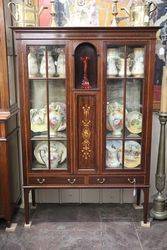 Edwardian Inlaid 2 Door Mahogany Display Cabinet 