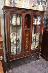 Edwardian Inlaid 2 Door Mahogany Display Cabinet 