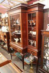 Edwardian Inlayed Breakfront  Display Cabinet  Dated 1904