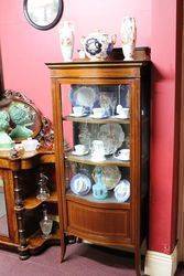 Edwardian Serpentine Glass Fronted Inlaid Display Cabinet