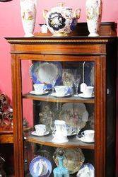 Edwardian Serpentine Glass Fronted Inlaid Display Cabinet