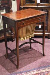 Edwardian Walnut Inlaid Sewing Table