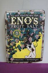 Enoand39s Fruit Salt Pictorial Enamel Advertising Sign 