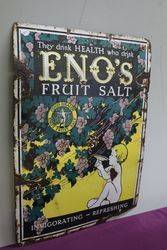 Enoand39s Fruit Salt Pictorial Enamel Advertising Sign 