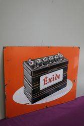 Exide Car Battery Advertising Enamel Sign  