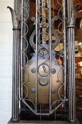 Extremely Rare French Iron Cased Comptoise Clock 76 Tall C1900 