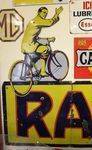 Fabulous Early 3 Piece Raleigh Enamel  Advertising Sign